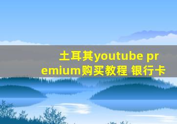 土耳其youtube premium购买教程 银行卡